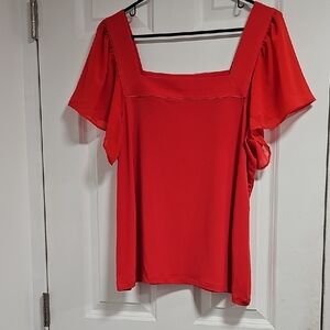 Calvin Klein Red Square Neck Blouse